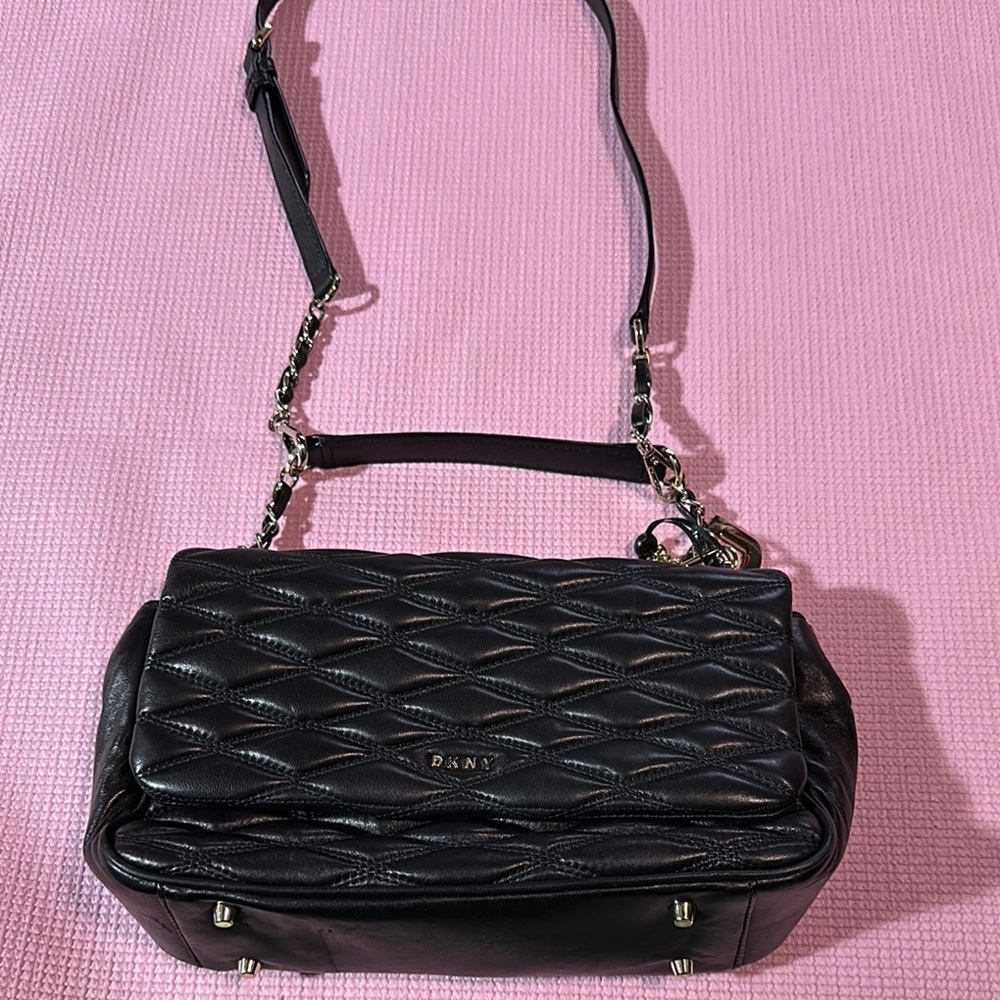 DKNY Slouchy Quilted Women's Crossbody Shoulder Soft Lamb Leather Snap Handbag